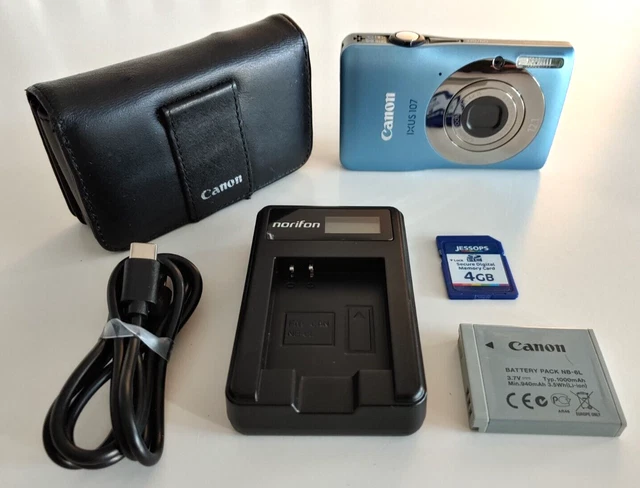 Canon IXUS 105 Compact Digital Camera 12.1MP in Blue Tested & Working + Charger