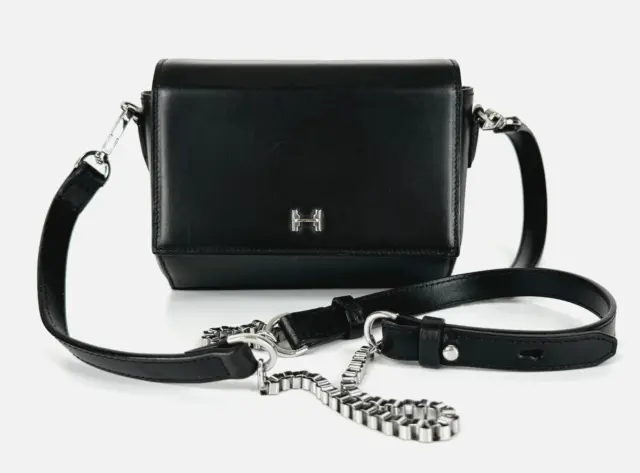 Halston Heritage New Auth Black Leather Chain Leather Shoulder Bag Crossbody