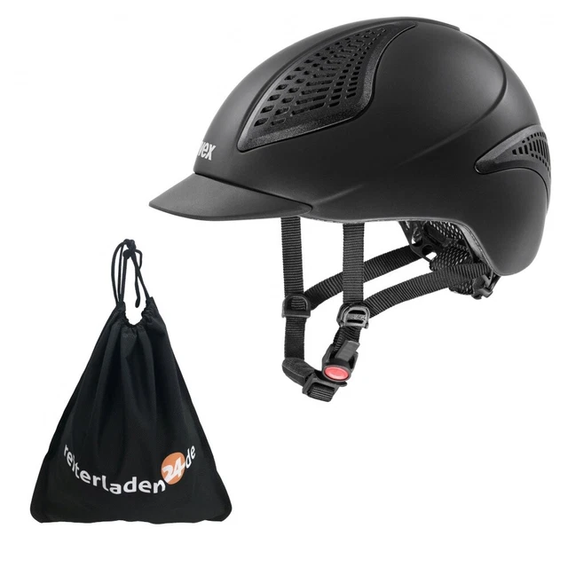 Reithelm EXXENTIAL II Uvex black mat inkl. RL24 Schutzbeutel Reitkappe schwarz