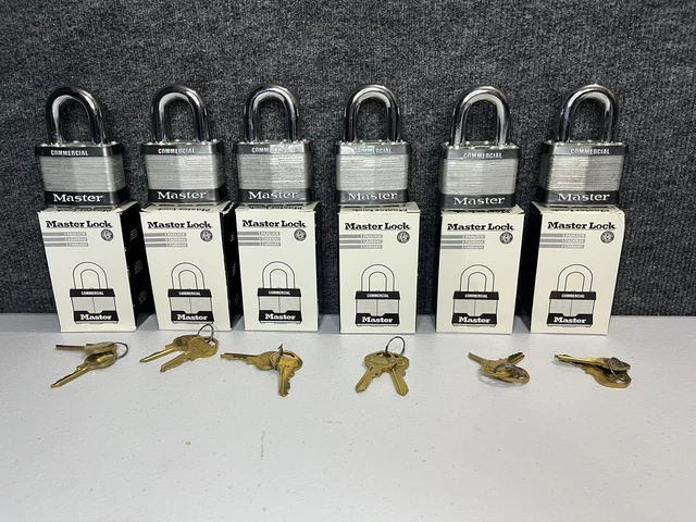LOT OF 6 Master Lock Commercial Padlock W/ 2 Keys Each 17MK
