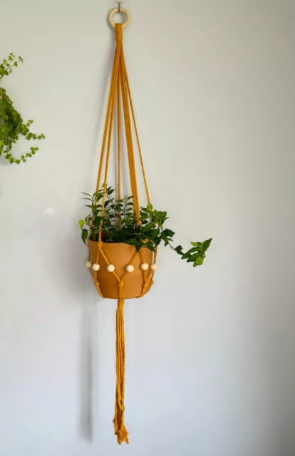 Plant Hanger / Macrame wood bead Plant holder / Boho vintage plant hanger 