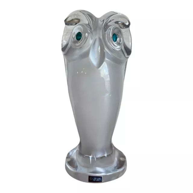 Cristal Sevres Signed Crystal Owl Sculpture- Heavy Large & Mint