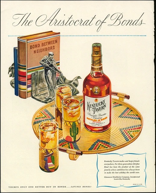 Kentucky Tavern Whiskey 1946 Vintage Print Ad "The Aristocrat of Bonds"