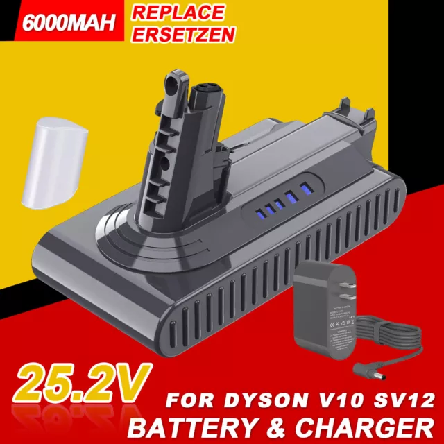 V10 Sv12 Batterie, pour Dyson Cyclone Batterie de remplacement 25.2V V10  Animal V10 Motrhead Clean Dyson Aspirateur, 6000mah 88.2wh