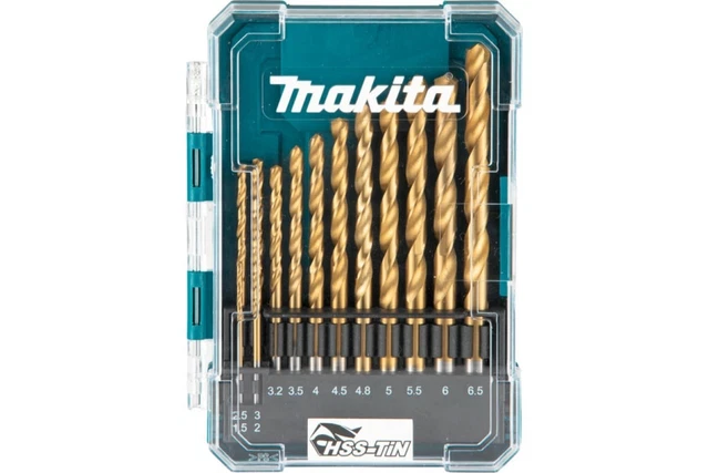 Genuine Makita Hss-Tin Drill Bit Economy Set 13 Piece D-72855