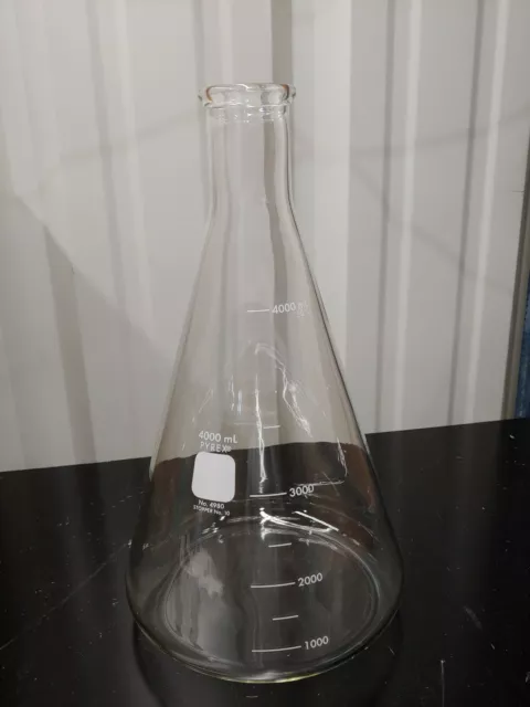 Corning Pyrex 4980-4L 4L Erlenmeyer Flask Narrow Mouth Heavy Rim Graduated