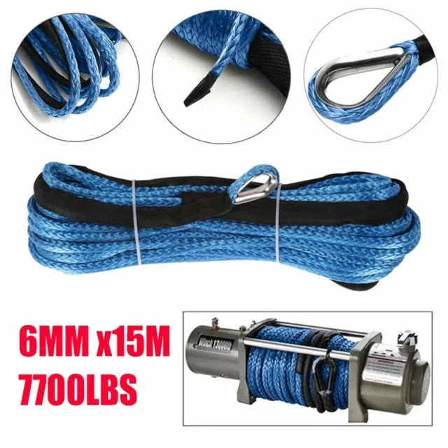 15m 7700LBs Winch Rope String Line Cable with Sheath Synthetic Towifor ATV UTV