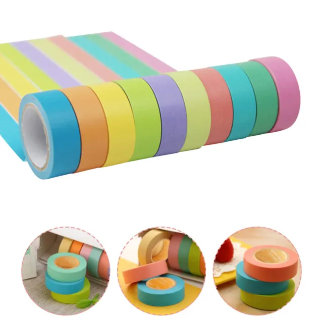 10 rollos cinta adhesiva Washi libro de recortes adornos conducto de color rasgado a mano