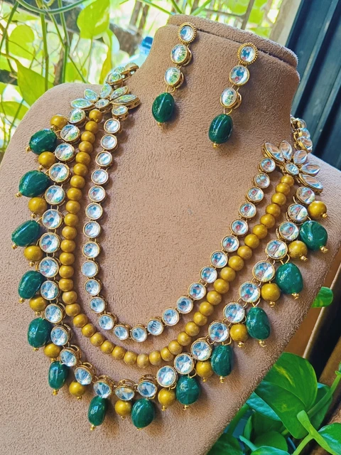 Collier Bollywood Plaqué Or Avec Perles - Style Indien/pakistanais - Neuf Sans Emballage