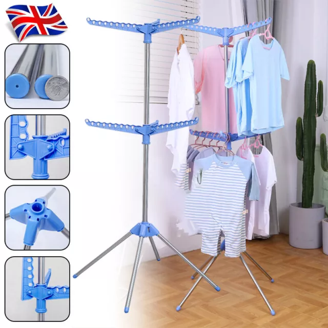 Clothes Airer Portable 3 Arm Compact Freestanding Travel Folding Laundry Dryer