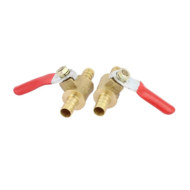2 Vannes à Poignée Avec Tuyau 8mm | Air, Gaz, Eau | Recouvert Plastique Rouge | Uxcell