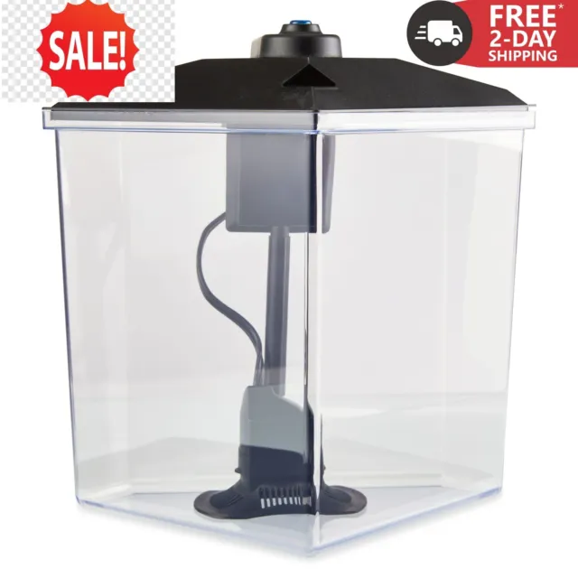 Aquarium Kit LED Lighting Internal Filter 1-Gallon Home Office Desk Betta Tank