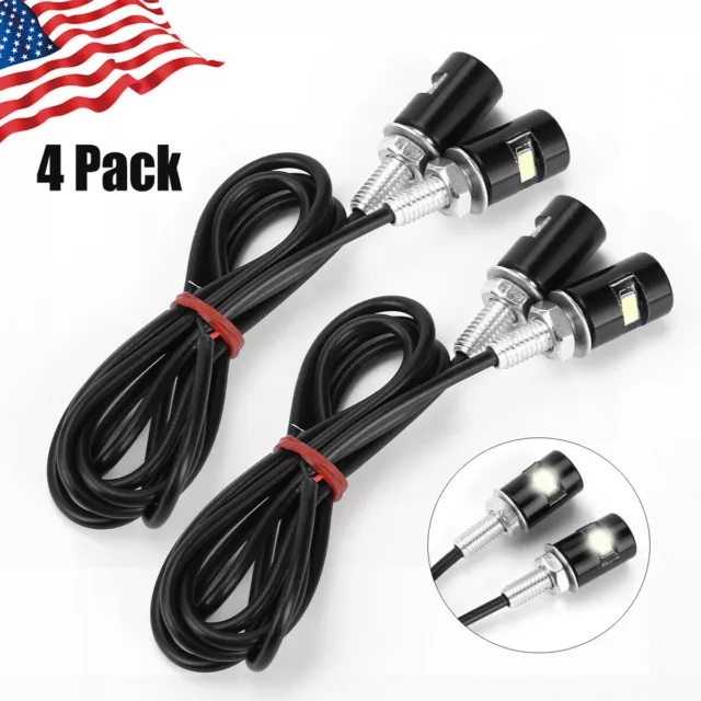 4Pack Motorcycle Car LED License Plate Light 5630/5730 SMD Screw Bolt Lamp Bulbs