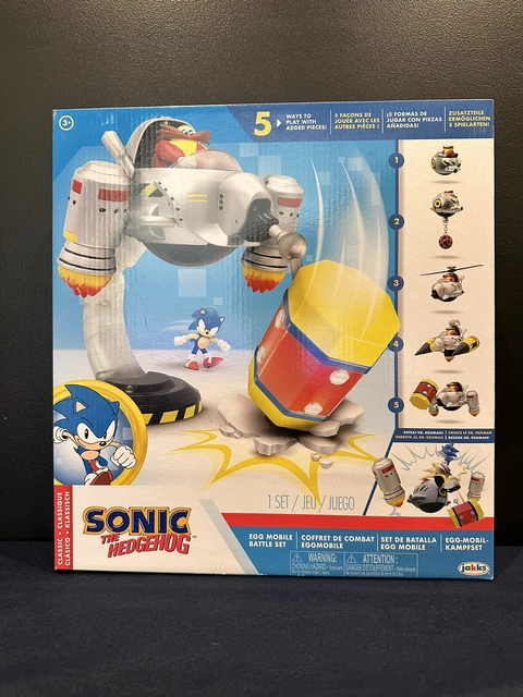 Sonic The Hedgehog Egg Mobile Battle Set met Sonic & Dr. Eggman 2,5 inch actiefiguren, bevat 14 unieke onderdelen
