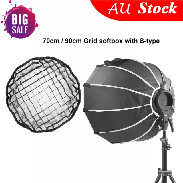 AU 70/120cm Quick Installation Flipped Bowens Softbox With Grid & Flash Bracket