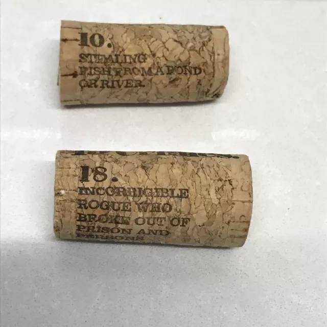 2x 19 Crimes Wine Corks: No.10 Stealing Fish.....+ No.18 Incorrigible Rogue...