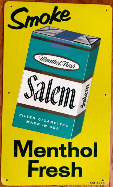 1960 Metal SALEM CIGARETTES Orginal FINE LITHO TIN SIGN POSTER Advertising BOX 2