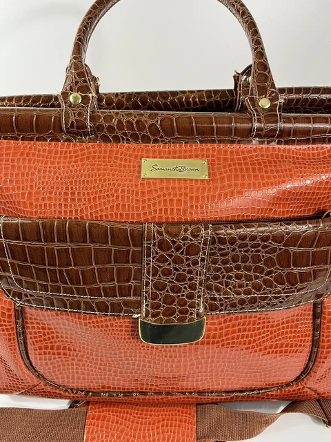 Samantha Brown Carry On Orange Camel Weekender Croc Embossed 3