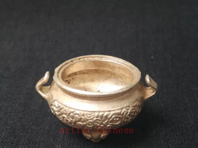 Collection China Tibet Silver Carving Buddha Incense Burner Censer Decoration