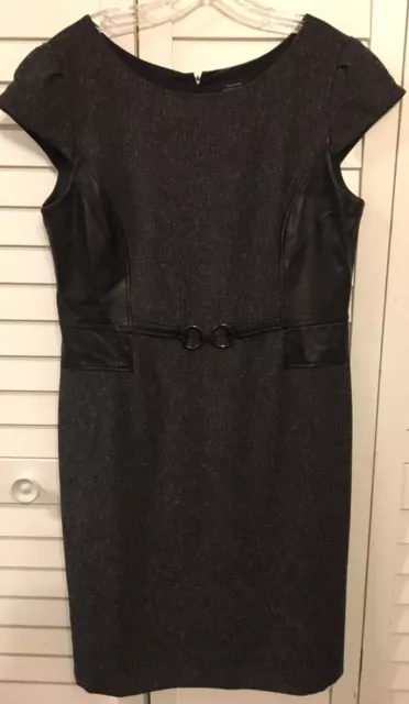 TAHARI Arthur S. Levine Women's Size 14 Black Speckled Cap Sleeve Sheath Dress