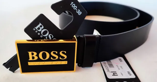 Hugo Boss Icon Belt Gürtel mit Pinschließe Black/Gold 100 cm