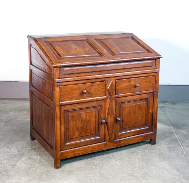 ⚜️ Antica Credenza Ribalta Scrittoio Secretaire Legno Noce Epoca 1800 Cassetti