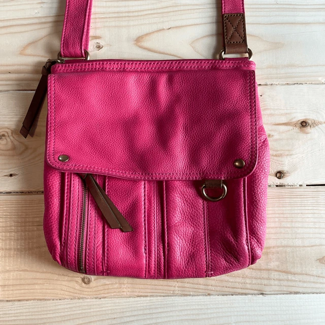Fossil Morgan Traveler Leather Crossbody Bag- Hot Pink Messenger Bag - Fossil Ho