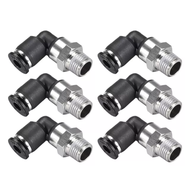 Push to Connect Tube Fitting Male Elbow 4mm Tube OD x 1/8 NPT Push Fit Lock 6pcs