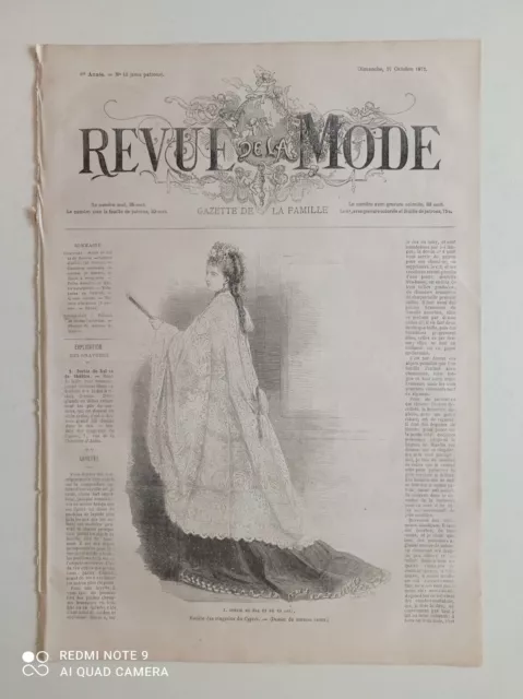 Revue de la mode n°43 du 27 octobre 1872 Gazelle de la famille 1er année Layette