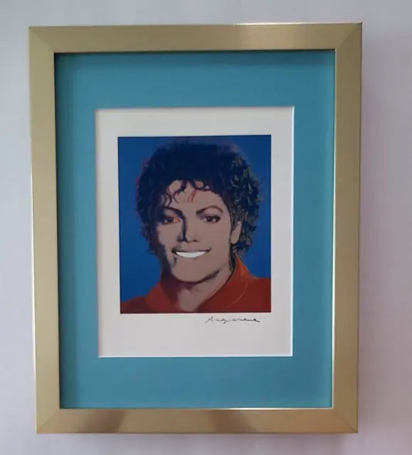 ANDY WARHOL + GORGEOUS 1980's SIGNED + MICHAEL JACKSON + PRINT MATTED & FRAMED