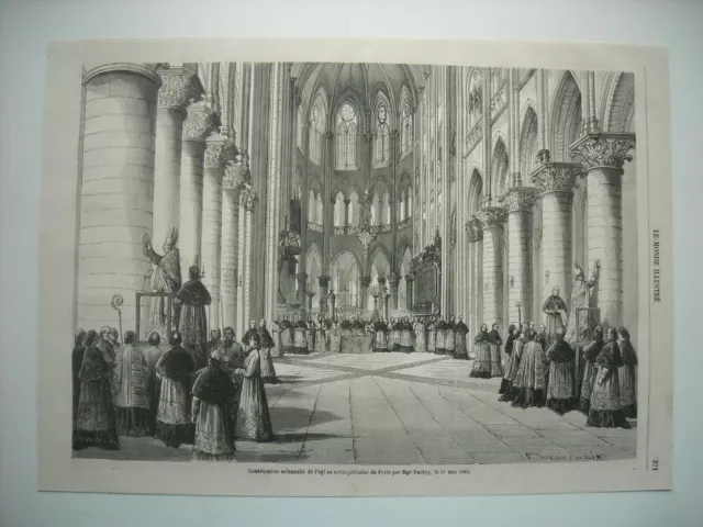 Gravure 1864. Consecration De L’eglise Metropolitaine De Paris, Par Mgr. Darboy.