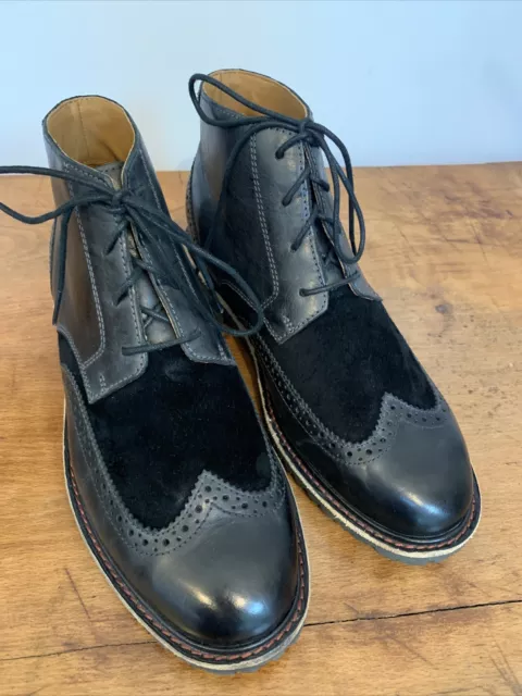 MENS SEBAGO 'PINEHURST' Black Leather & Suede Brogue Ankle Chukka Boots ...