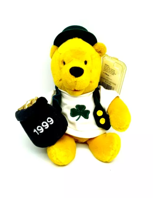 Disney Plush St Patricks Day Pooh Bean Bag Toy 1999 Winnie The Pooh  With Tag