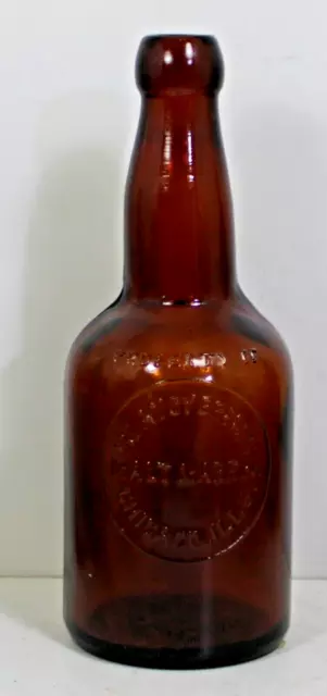 c1900 AMBER BLOB BEER BOTTLE- McAVOY BREW CO.  MALT MARRGW  CHICAGO,ILLS.