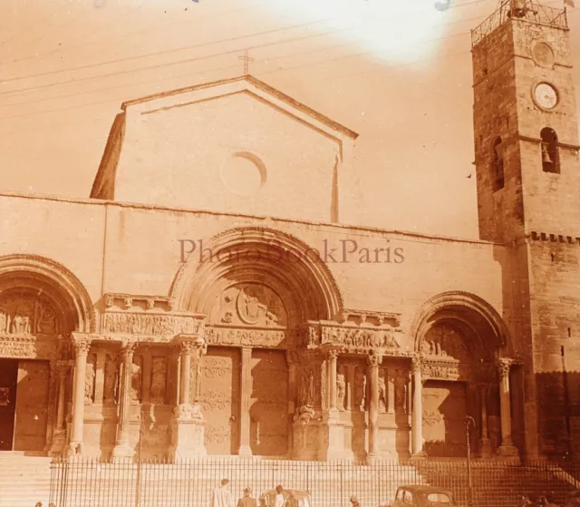 FRANCE Église abbatiale de Saint-Gilles du Gard Photo Plaque de verre Stereo