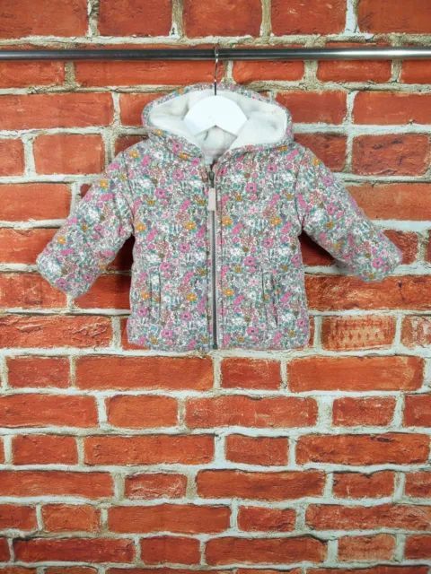 Baby Girl Coat Age 9-12 Months Next Pink Padded Cotton Winter Jacket Hood 80Cm