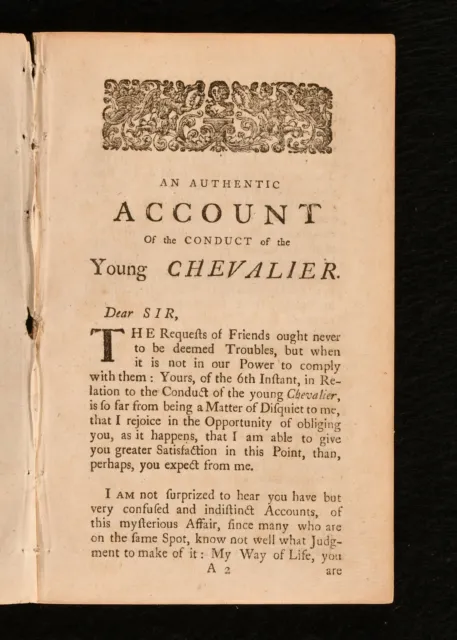 1749 An Authentic Account of the Conduct of the Young Chevalier Second Ed Scarce