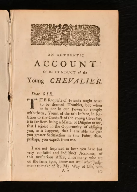 1749 An Authentic Account of the Conduct of the Young Chevalier Second Ed Scarce