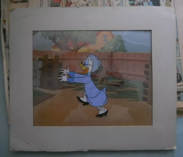 Disneyland Vintage Animation Cell Donald Duck Grandma Art Corner Of Main Street