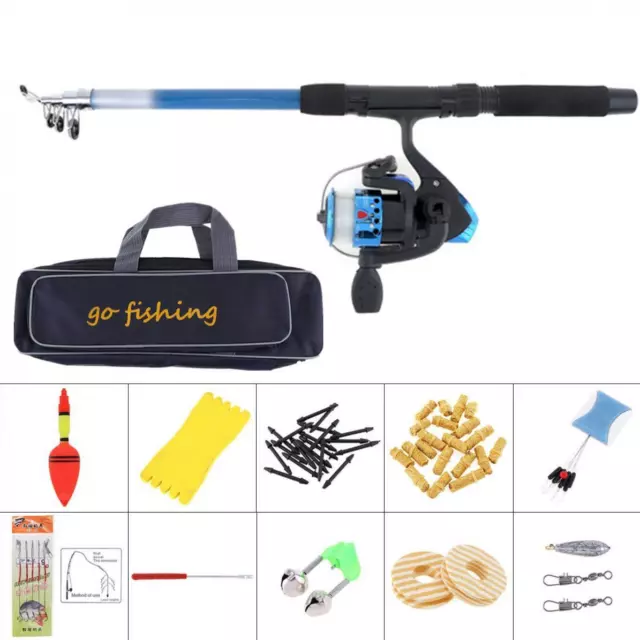 Telescopic Fishing Rod Spinning Reel Combo Full Kit With Bag for Beginner Kids