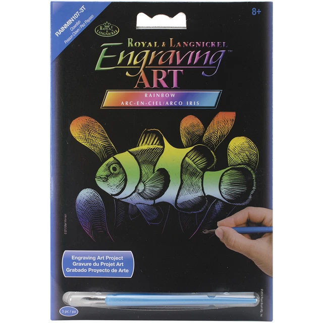 Paquete de 6 Mini Kit de Arte de Grabado de Lámina Arco Iris 5""X7""-Pez Payaso -RAIMIN-107