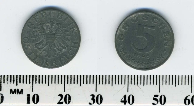 Austria 1966 - 5 Groschen Zinc Coin - Imperial Eagle with Austrian shield - #1 2