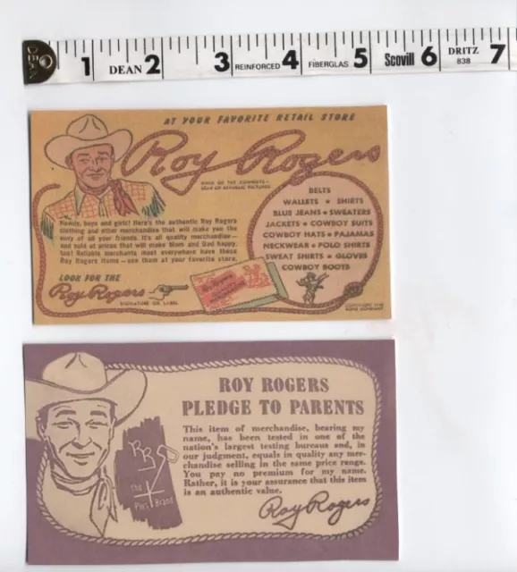 WESTERN ROY ROGERS & Trigger Pledge to Parents and Merchandise Card Ad ...