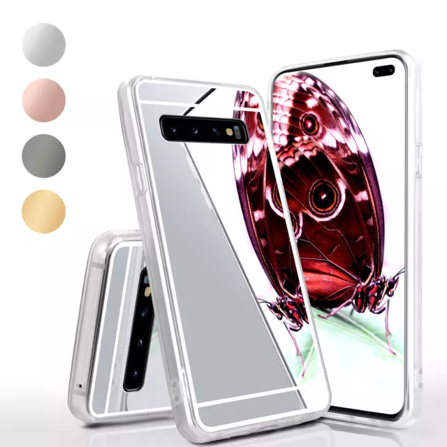 Hülle für Samsung Galaxy S10 Plus Silikon Case Cover Spiegelhülle  Dünn Metallic