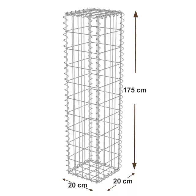 20x20x175 Gabionen Steingabionen Steinkorb Gabione Wand Drahtkorb Säulen Zaun