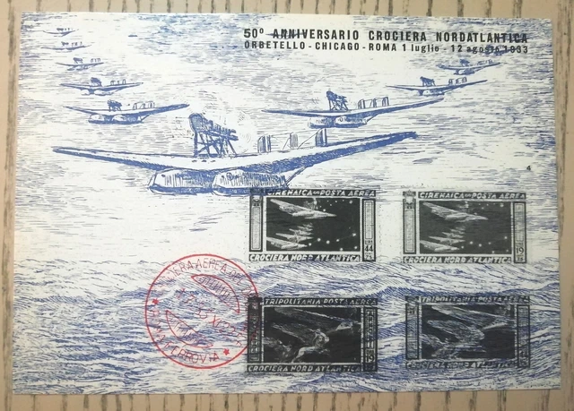 Cartolina Con Annulli 50° Anniversario Della II Trasvolata Atlantica Balbo