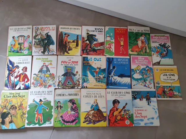 Lot De 20 Livres Bibliothéque Verte Comtesse Segur Clan Des Sept 7 Club Des Cinq