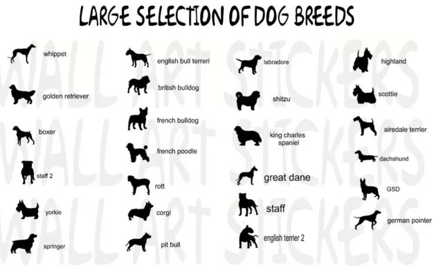 dog stickers car wall laptop window vinyl decal large selection of dog breeds xs