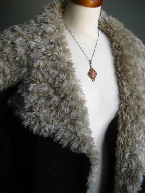 M&S WOOL COAT JACKET faux shearling collar aviator warm relaxed 10 blanket wrap
