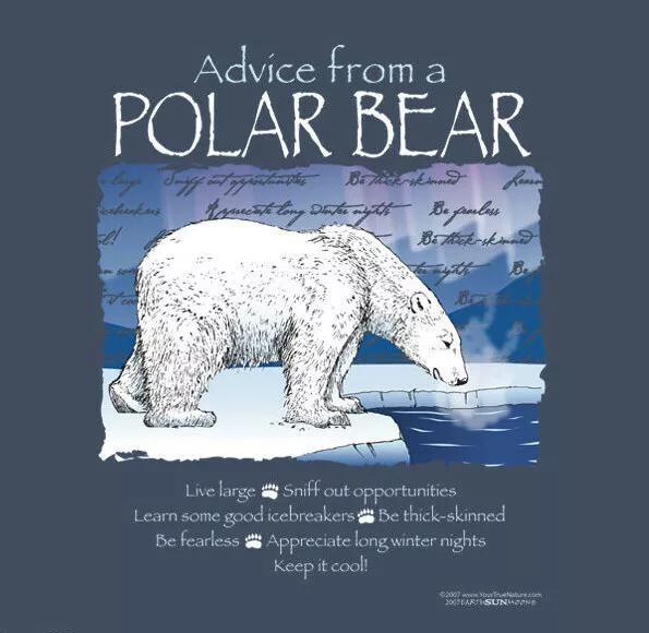 Polar Bear T-shirt S L XL Advice From Nature NWT New Cotton Blue